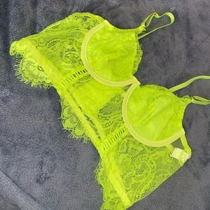 Neon green lace bralette